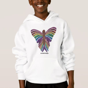 Borboleta Arco-íris (branca) - Moletom com Capuz d