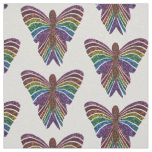 Borboleta Arco-íris (branca) - Tecido de Linho Mar