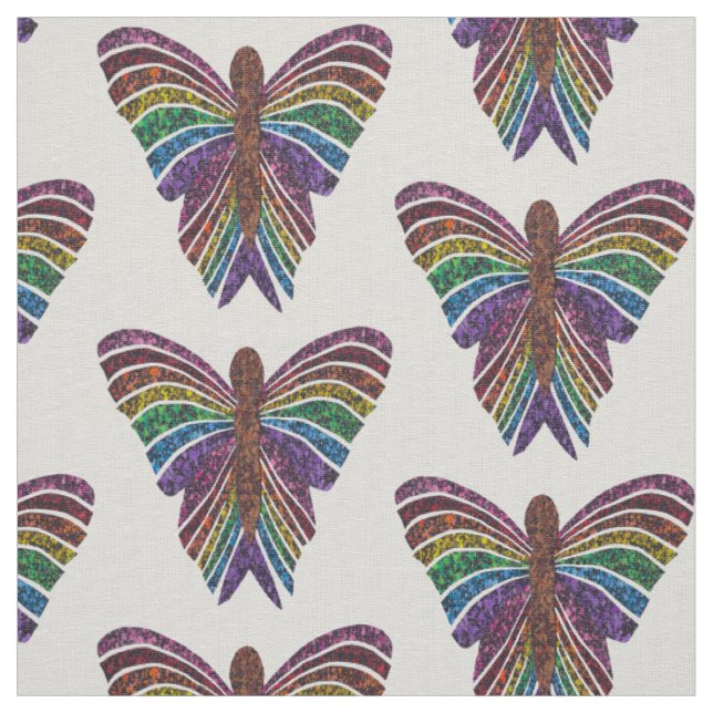 Borboleta Arco-íris (branca) - Tecido de Linho Mar (Modelo)