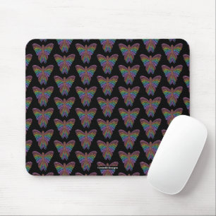 Borboleta Arco-íris (padrão preto) - Mouse Pad