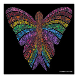 Borboleta Arco-íris (preta) - Impressão de Poster