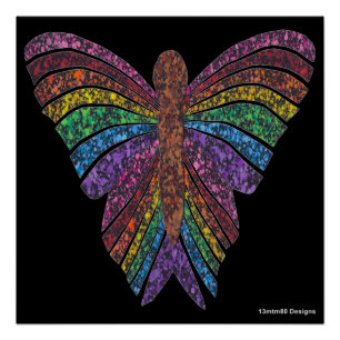 Borboleta Arco-íris (preta) - Impressão de Poster