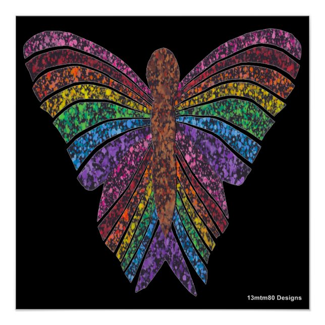 Borboleta Arco-íris (preta) - Impressão de Poster (Frente)