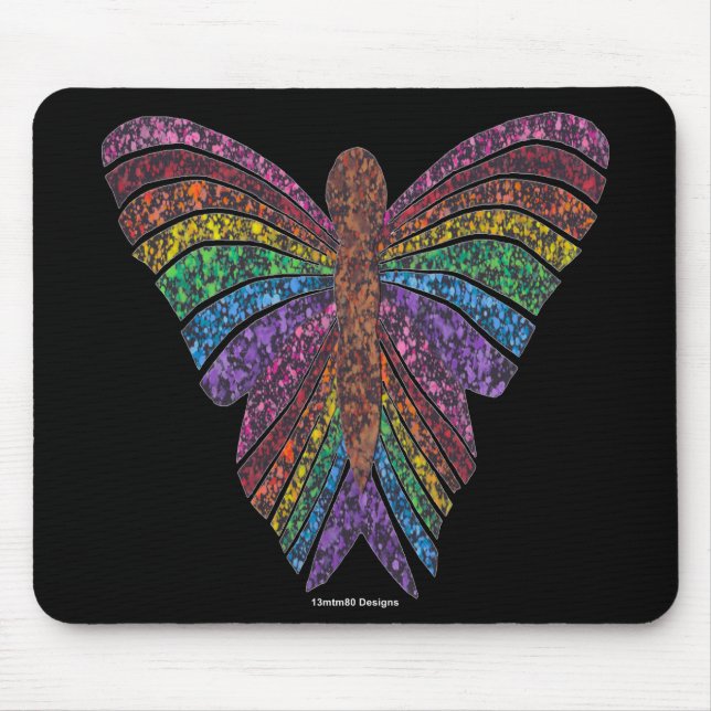 Borboleta Arco-íris (preta) - Mouse Pad (Frente)