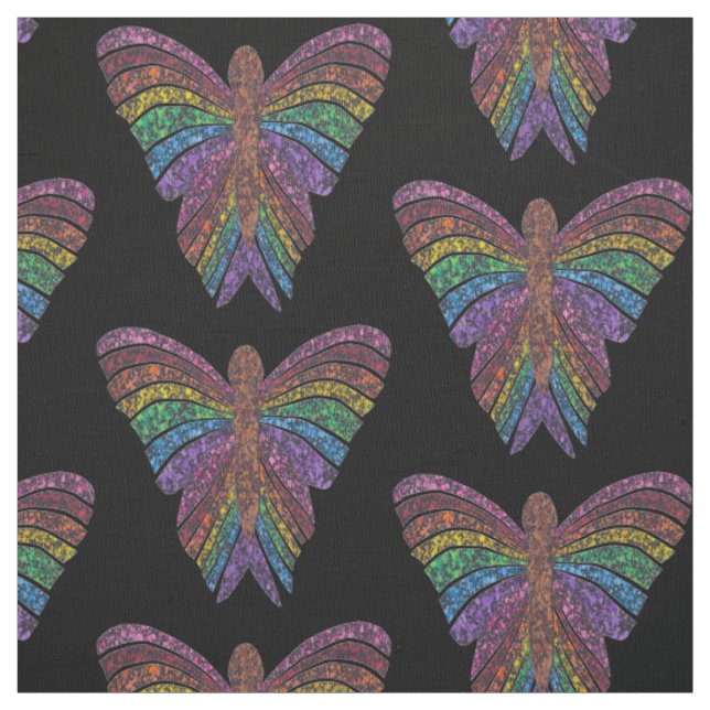 Borboleta Arco-íris (preta) - Tecido de Algodão Pi (Modelo)
