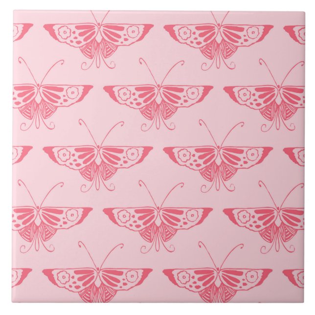 Borboleta Art Déco estilizada - rosa coral (Frente)