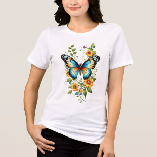 Borboleta Azul e Blooms Amarelos-45871 Hoodie