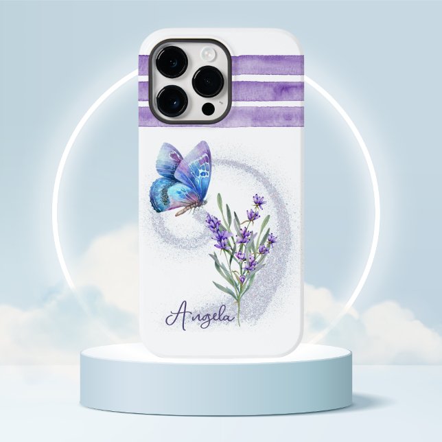 Borboleta Azul e Lavanda Personalizada (Criador carregado)