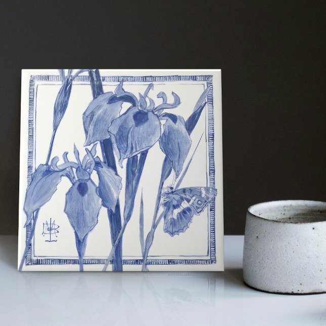 Borboleta Azul Lily Wall Decor Art Nouveau Lily (Criador carregado)