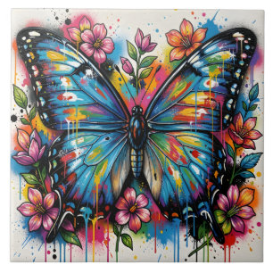 Borboleta Azul Morpho Arte de Rua Grafite Grunge