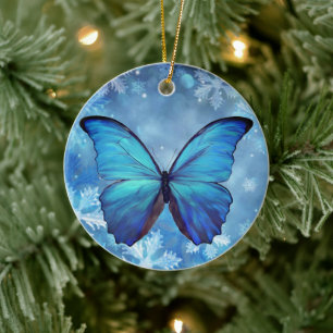 Borboleta Azul Morpho Enfeites de natal cerâmica