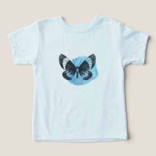borboleta azul simples e elegante bebê T-Shirt