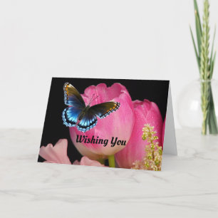 Borboleta bonito E Cartão De Aniversário De Flores