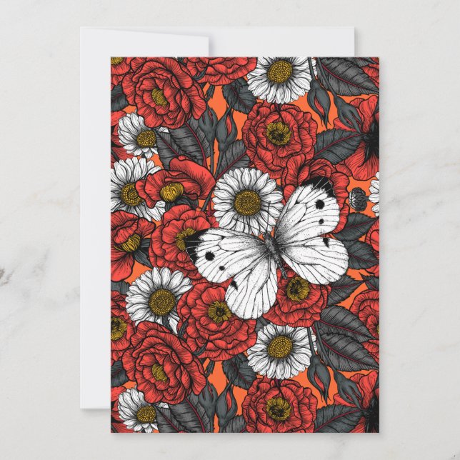 Borboleta branca e rosas (Frente)