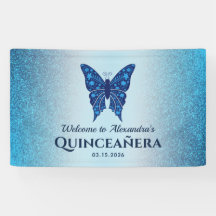 Borboleta Brilhante Azul Quinceañera