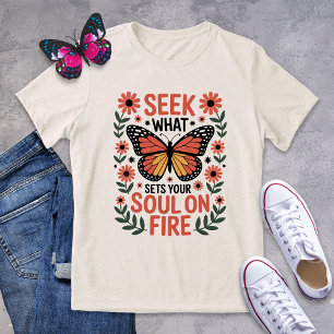 Borboleta Busca o que põe sua alma na camisa de fo