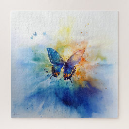 Borboleta Colorida Quebra-Cabeça de Aquarela