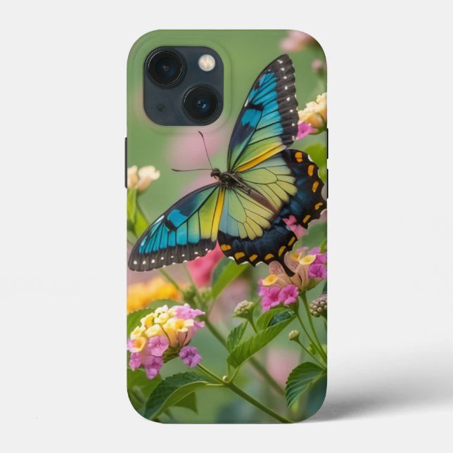 Borboleta Colorida Resistente Capa Apple iPhone 13 (Verso)