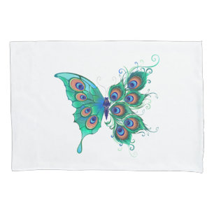 Borboleta com Penas de Pavão Verde