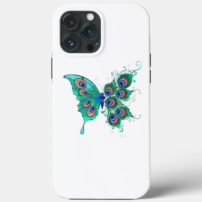 Borboleta com Penas de Pavão Verde (Verso)