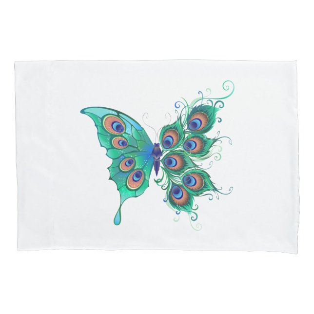 Borboleta com Penas de Pavão Verde (Frente-Esquerda)