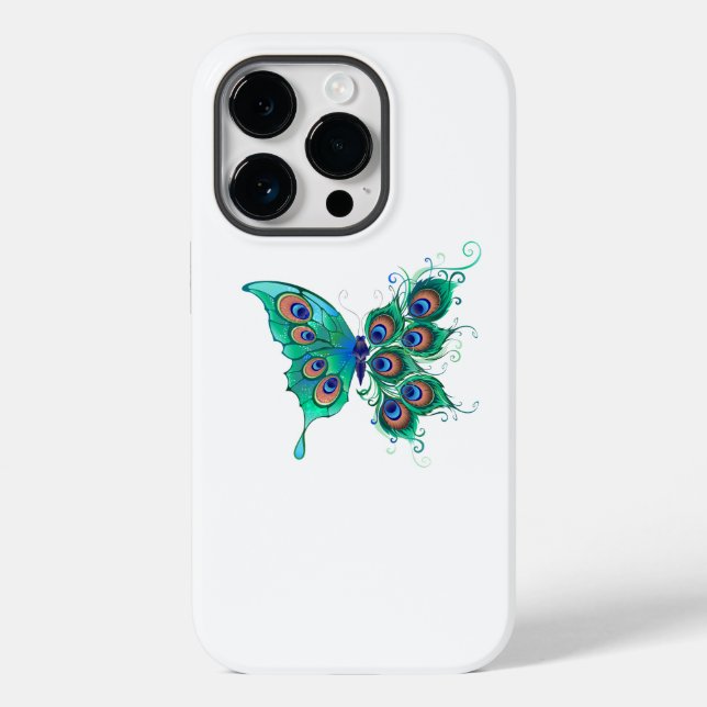 Borboleta com Penas de Pavão Verde (Verso)