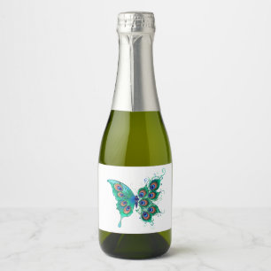 Borboleta com Penas de Pavão Verde