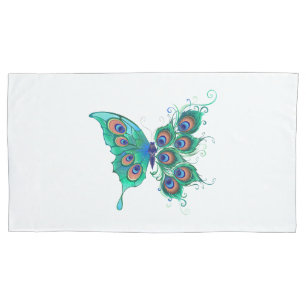 Borboleta com Penas de Pavão Verde