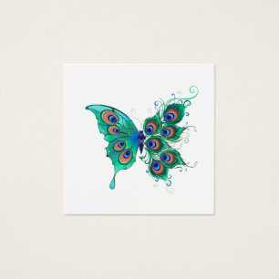 Borboleta com Penas de Pavão Verde