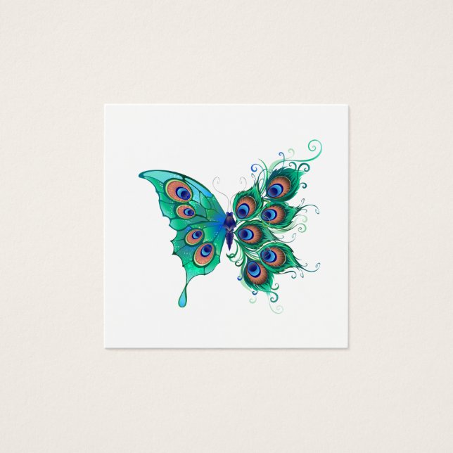 Borboleta com Penas de Pavão Verde (Frente)