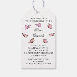 Borboleta cor-de-água rosa. Etiquetas de presentes