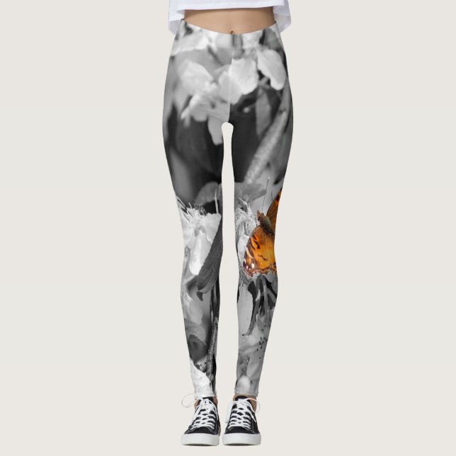 Borboleta-Dama Americana Em Leggings De Flor (Frente)