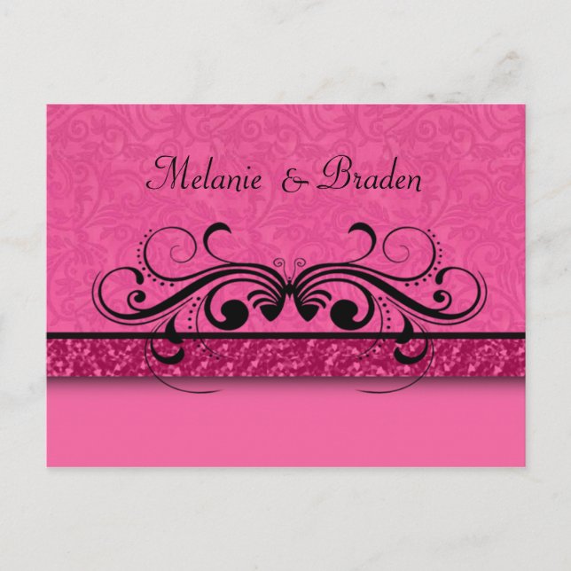 Borboleta Damask Salvar a Data Convite (Frente)