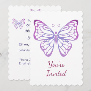 Borboleta de Aquarela Convite para Festa de aniver