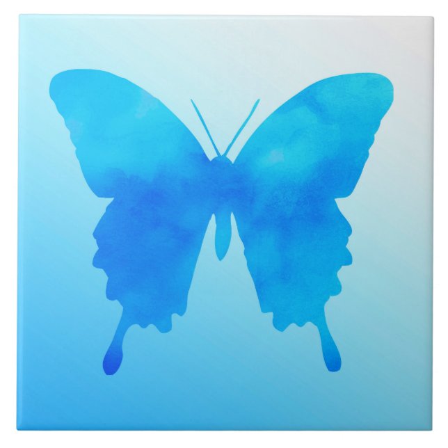 Borboleta de Aquarela - Sombras do Azul Céu (Frente)