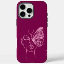 Borboleta de arte em linha, magenta