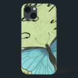 Borboleta de asa azul no cartão postal<br><div class="desc">Este cartão postal teal carregar uma mensagem de beleza. Uma delicada borboleta de asas azuis repousa no cartão,  ocultando alguns dos escritos que contém. Este impressão do Vision Studio faria um excelente adicional para sua casa!</div>