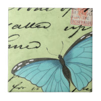 Borboleta de asa azul no cartão postal