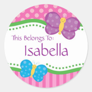 Borboleta de Bolinhas rosa de volta aos adesivos e