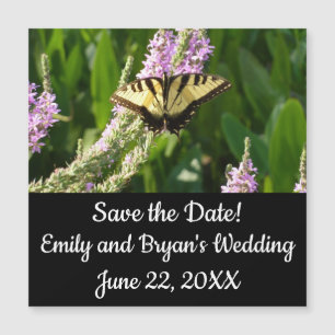 Borboleta-de-cauda-andorinha em Flores Roxas