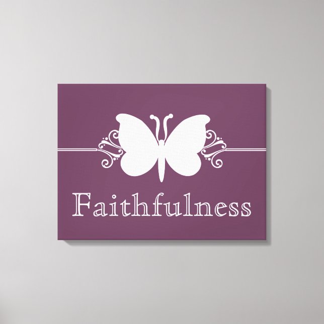 Borboleta de EggPlant Swirls Virtude Canvas Impres (Frente)