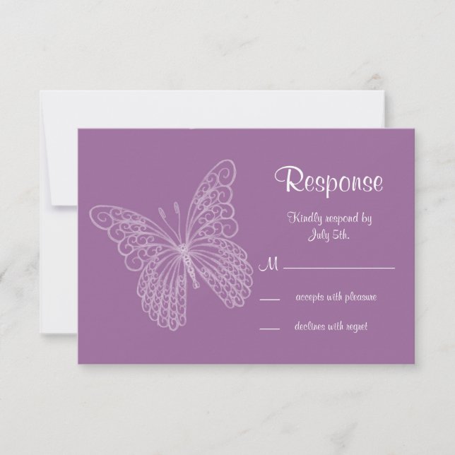 Borboleta de Filigree RSVP em Roxo (Frente)