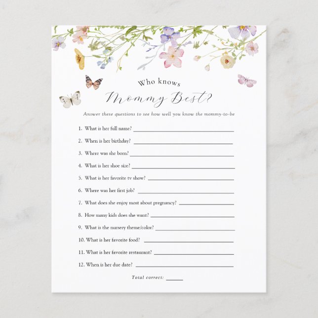 Borboleta De Flor Selvagem Bebê Que Conhece Jogo D (Frente)