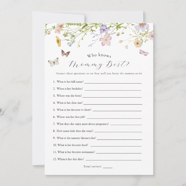 Borboleta De Flor Selvagem Que Conhece Cartão De M (Frente)