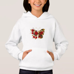 Borboleta de flor vermelha com rosas vermelhas