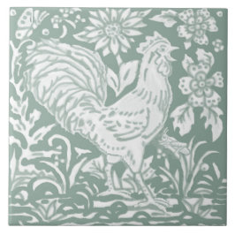 Borboleta de Galo Sage Green Garden Scene Chicken