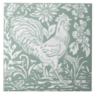Borboleta de Galo Sage Green Garden Scene Chicken
