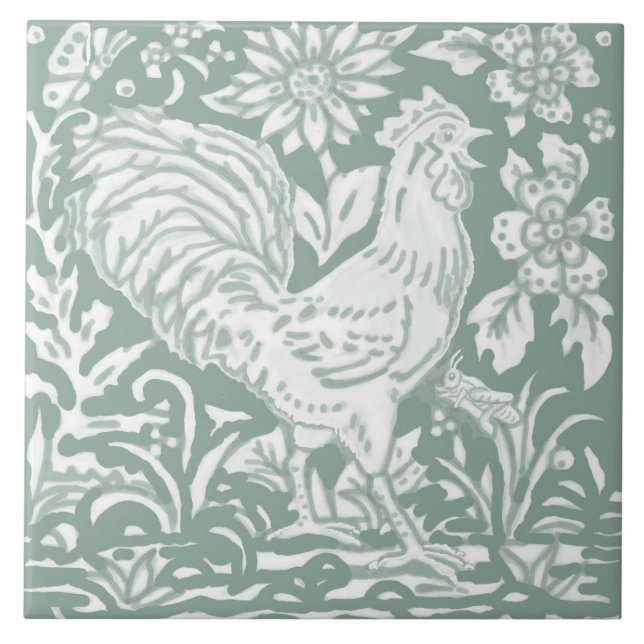 Borboleta de Galo Sage Green Garden Scene Chicken (Frente)