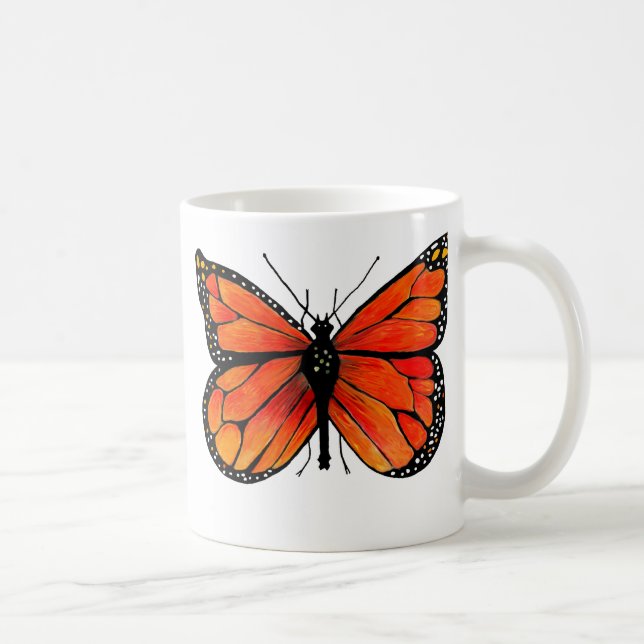 Borboleta de monarca na caneca do café/chá (Direita)