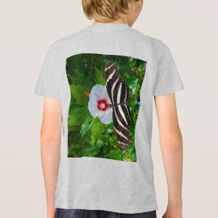 Borboleta-de-vidro-zebra em camiseta-vermelho-hibi